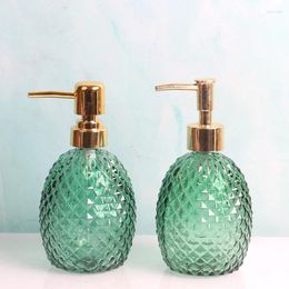 Liquid Soap Dispenser Glass Hand Sanitizer Bottle Green Pineapple Body Wash Press 350ml Pattern Empty Pump Sub-bottling Bathroom