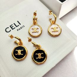 Stud Luxury Celi Brand Circle Designer Earrings For Women Retro Vintage 18k Gold Letters Geometry Orecchini Ohrringe Earings Earring Ea