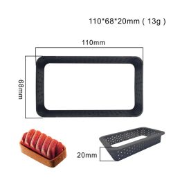 Black Plastic Perforated Egg Tart Mould 4/6/8pcs Rectangle Shaped Tart Ring French Dessert Mould Cutter Pastry Decorating Tools
