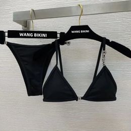 Luxury Brand Designer Rhinestone Letter Womens Wang Bikini Sexy Thong Briefs Ladies Beach Bikini Swimsuit 2 Piece Set 240522