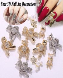 Nail Art Decorations 3D Luxury Gold Bear Alloy Zircon Crystals Jewelry Rhinestone Nails Accessories Charms7093372