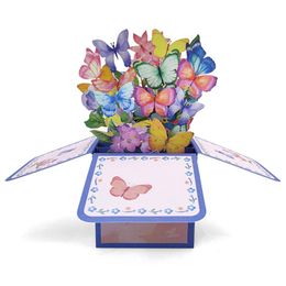 Colourful Butterfly 3D -Up Box Greeting Card Valentine's Day Birthday Wishes Universal 3PCS