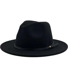 Simple Women Men Wool Vintage Gangster Trilby Felt Fedora Hats With Wide Brim Gentleman Elegant Lady Winter Autumn Jazz Caps4687783650251