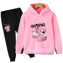 Clothing Sets 3-14 Years Old Kids Stitch Hoodies Children's Autumn Spring Long Sleeve Sweatshirts Trousers 2pcs Costume Outfits