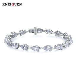 Luxury 100% 925 Sterling Silver 58mm High Carbon Diamond Wedding Engagement Chain Bracelet for Women Party Fine Jewellery 1618cm 240530