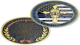 Other Arts and Crafts Thin Blue Line Police Souvenir Challenge Coin Police Officer039s Prayer Peacemaker Coins US Flag Gold Pla5417054