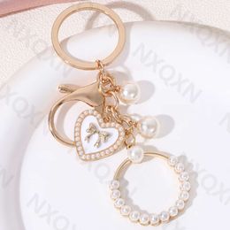 Pretty Preal Round Bow Knot Enamel Keychain Lovely Heart Key Ring For Women Girl Friendship Gift Handmade DIY Jewelry
