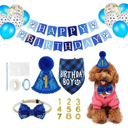 Dog Apparel Birthday Party Supplies Boy Bandana Decorations Blue Balloon Drool Towel Triangle