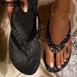 Slippers WTEMPO Women Flip Flop Slides Bling Rhinestone Ladies Shoes Casual Summer Flat Plus Size Wholesale Drop
