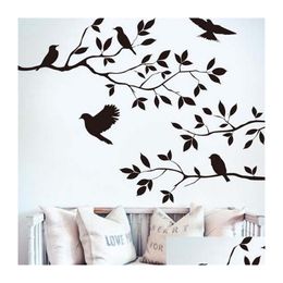 Wall Stickers Tree Branch And Birds Vinyl Art Decal Removable Sticker Home Decor Wallpaper Drop Delivery Garden Dhak5