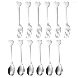 Dinnerware Sets Love Fork Spoon Cake Party Dessert Stainless Steel Forks And Spoons Coffee Salad Delicate Child Kitchen Utensils Appetisers
