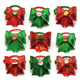 Dog Apparel 30/50pcs Christmas Pet Cat Sequins Bow Ties Santa Claus Elk Style Puppy Holiday Supplies