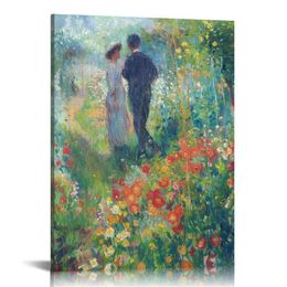 Pierre Auguste Renoir Canvas Print - Garden in The Rue Cortot Poster - Abstract Wall Art Landscape Reproduction Romantic Artwork