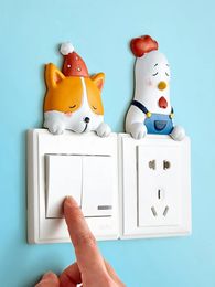 Switch Sticker Self-adhesive Cute cartoon small animal decoration wall sticker Wall decoration Home life Household products 240530