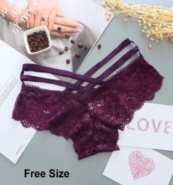 Sexy Panties Women Lace Low-rise Solid Sexy Briefs Female Underwear Pant Ladies strap lace Lingerie Women G String Thong One Free Size3194937