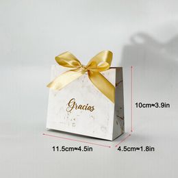 White Gracias Candy Gift Bag Wedding Favors Gift Boxes Candy Packaging Box Birthday Christmas Baby Shower Party Decor