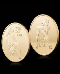Souvenir Coin Craft Russian Sexy Girl Woman Get Tails Head Gilded Love Romantic Gold Plated Badge Collection6004085