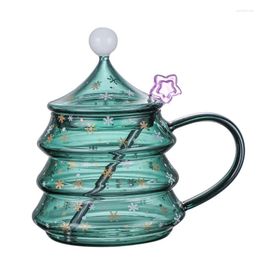 Mugs H7JB 400/500ml Creative Christmas Tree Cup Tea Coffee Mug With Lid Star Spoon Drinking Glass For Xmas Day Year Valentine