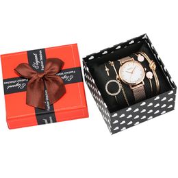 Women's Bracelet Watches Set Rose Gold Quartz Analogue Watches for Ladies Stainless Steel Strap Wristwatch for Female 201120 245o