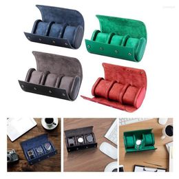 Watch Boxes & Cases Watches Roll Travel Case Portable Vintage Leather Organiser Wristwatch Display For Bracelet Business Mother'S 254K