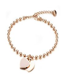 Women039s Stainless Steel Bracelet Rose Gold Plated Bracelet Jewellery Adjustable Love Heart Bracelet w Bell whole FGS8078342812