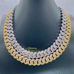 Luxus Männer Schmuck Halskette 18mm 4 Reihen Moissanit Diamond Eced Cuban Link Chain