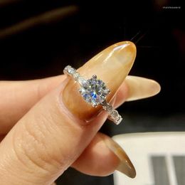 Cluster Rings KNB Dazzling 1CT D Colour Moissanite Diamond Dating Adjustable For Women Real 925 Sterling Silver Top Quality Fine Jewellery
