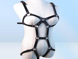 1 set Sexy Women Leather Harness Underwear Garter Belts men Punk Gothic Suspenders Bondage Straps Bra Garter Body Lingerie9923849