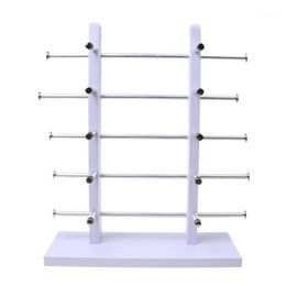 5-Layer Sunglasses Eyeglasses Display Wooden Frame Rack Stand Holder Organiser Earing Jewellery Packaging -White 2584