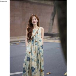 Ink painting tank top dress with a sense of niche design, 2024 spring artistic temperament, new national style long skirt