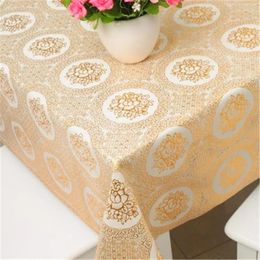 Table Cloth 033 Golden Natural PVC Tablecloth Tea Cup Mat Cover Runner Water Oil Proof Dining Kitchen Antependium