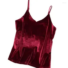 Women's Tanks Women V-Neck Camis Camisole Female Spring Summer Solid Velvet Tops Spaghetti Strap Top Casual Sleeveless Shirts 2024
