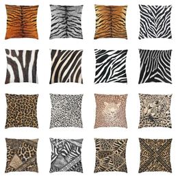 Pillow Tropical Wild Animal Skin Leather Throw Case Home Decorative Leopard Tiger Zebra Stripes Sofa Cover Pillowcase