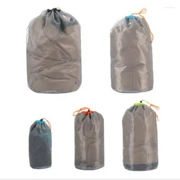 Storage Bags Protable Reusable Mesh Organiser Small Travel Drawstring Stuff Sack Camping Sports Nylon Bag Pouch