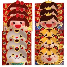 Gift Wrap 32Pcs 2024 Chinese Year Red Envelopes Cartoon Tiger Hongbao Spring Festival Money Pockets Lucky Packets Bag