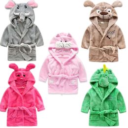 Kids Boys Girls Sleepwear Pyjamas Nightgown Baby Cartoon Children Hoodie Coral Flannel Lovely Animal Bathrobe Bath Robes L2405