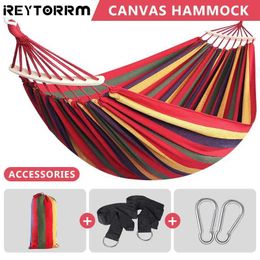 Hammocks Outdoor Canva Camping Hammock 240*150cm Upgraded Thickened With Two Anti Roll Balance Beam Hanging Chair Garden swings H240530