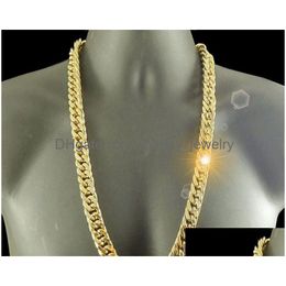 Chains 18 K Yellow G/F Gold Chain Solid Heavy 10Mm Xl Miami Cuban Curn Link Necklace Drop Delivery Jewellery Necklaces Pendants Dhnid