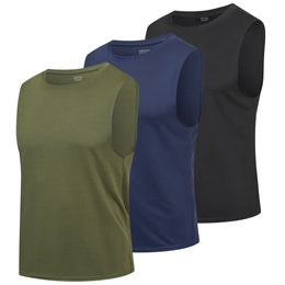 Mens 3 Pack Running Tank Tops Breathable Workout Muscle Sleeveless TShirts Summer Gym Fitness Vests 240529