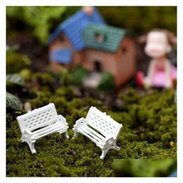 Novelty Items 1Pcs White Park Bench Seat Micro Landscape Chair Decor Crafts Home Diy Miniature Fairy Garden Ornaments Ecological Bottl Dhwur