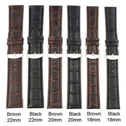 Wholesale-2015 High Quality Soft Sweatband Genuine Leather Strap Steel Buckle Wrist Watch Band 18mm 20mm 22mm P56 289L