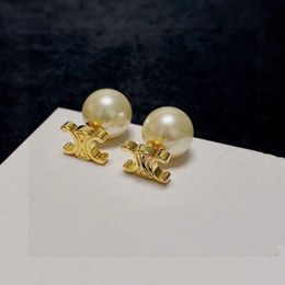Crystal clear high quality womens Celins earrings Pearl Earrings Letter 2024 New Luxury Style Silver have logo LDL7