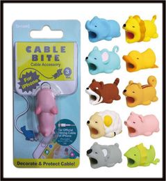 Mix designs Cable Bite Protector for Iphone cable Winder Phone holder Accessory chompers rabbit dog cat Animal doll model funny8813705