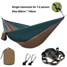 Hammocks Solid Colour parachute pendant with strap and black chain for camping survival travel two person outdoor furniture H240530 5GE7