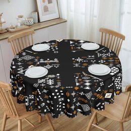 Table Cloth Round Kabyle Pottery Patterns Tablecloth Waterproof Oil-Proof Covers 60 Inch Amazigh Morocco
