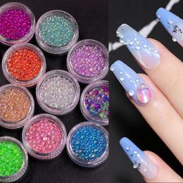 1Box Caviar Beads Crystal Tiny Rhinestones For Manicure Glass Balls Micro Bead For 3D Nail Decorations Charms Nail Accessories