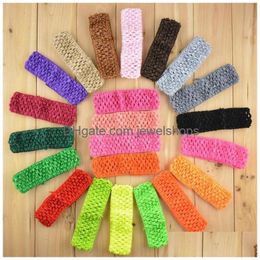 Headbands 50Pcs/Lot 1.5 Inch Elastic Cloghet Girls Waffle Headwear Diy Children Hair Band Accessories For Baby Drop Delivery Jewelry Dhdnt