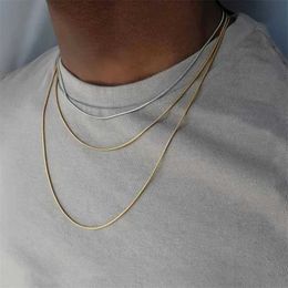 Pendant Necklaces Hip Hop 1.2MM Snake Chain Necklace For Men Fashion Simple Stainless Steel Clavicle Chain Necklace Party Jewellery Accessories Y2405302EJE