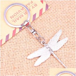 Keychains Lanyards 20Pcs Fashion Keychain 43 47 Mm Dragonfly Pendants Diy Men Jewelry Car Key Chain Ring Holder Souvenir For Gift D Dhqjd