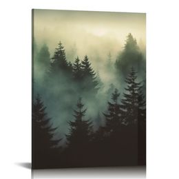 Forest Bathed in Sunlight Canvas Print Picture Painting Wall Art for Bedroom Living Room Artwork Wall Decor for Bathroom Modern Room Plants Wall Decorations
